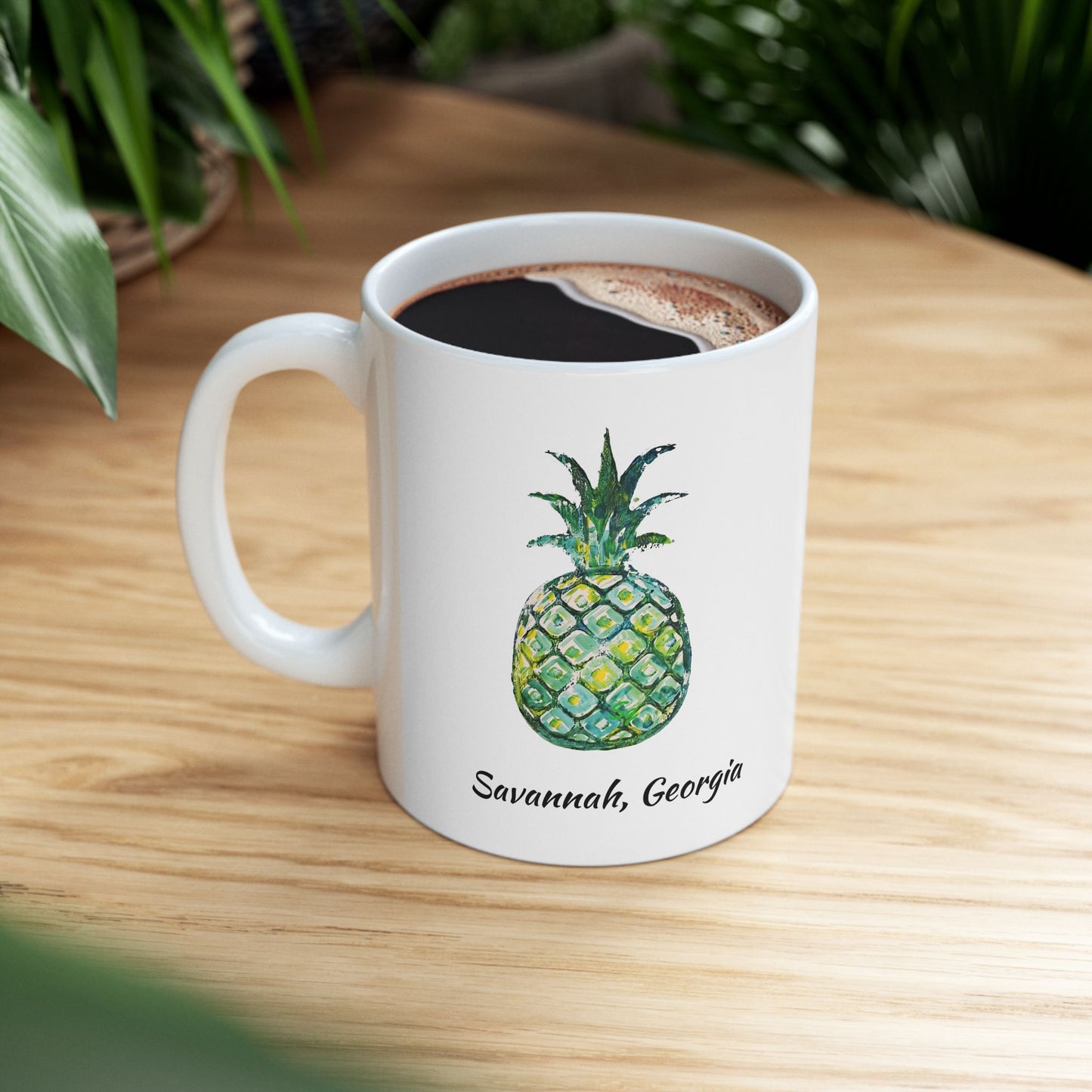 PINEAPPLE Hug- Coffee Mug -Green- SAVANNAH, GA - 11 OZ