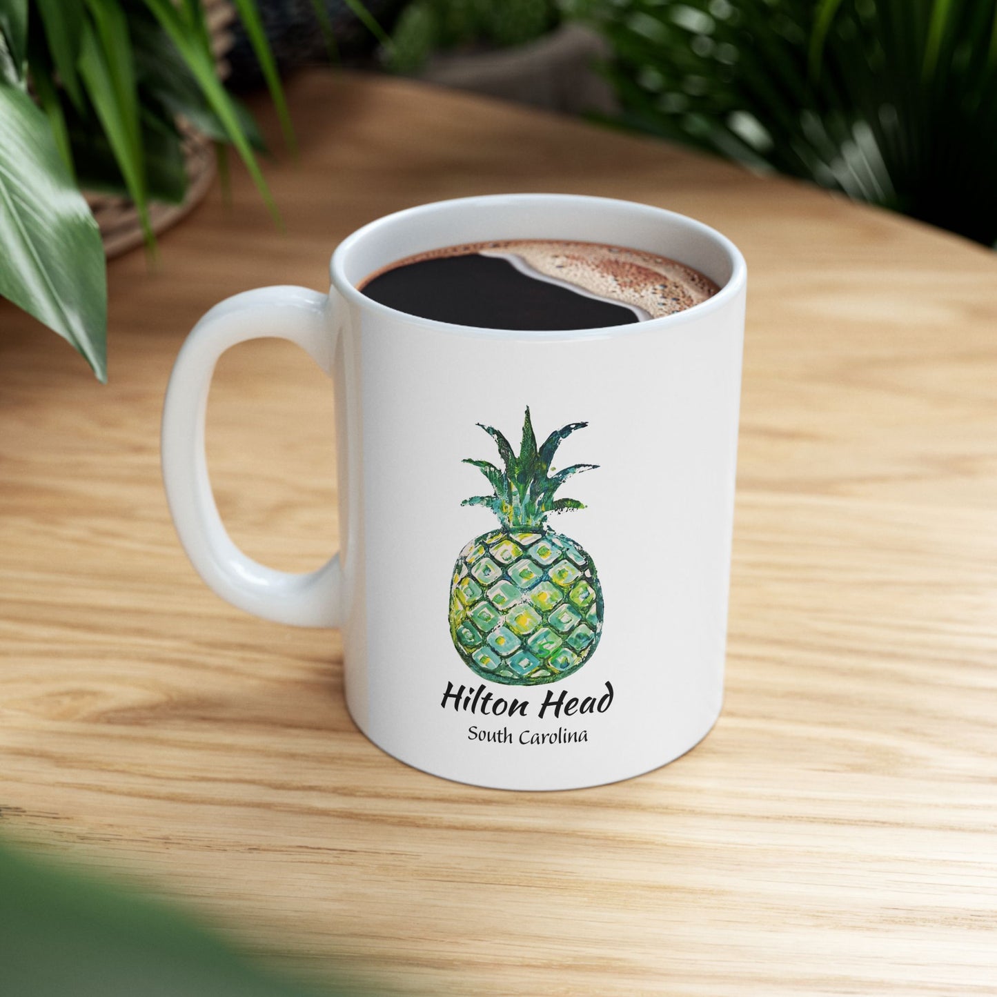 PINEAPPLE Hug- Coffee Mug -Green- HILTON HEAD, SC   - 11 OZ