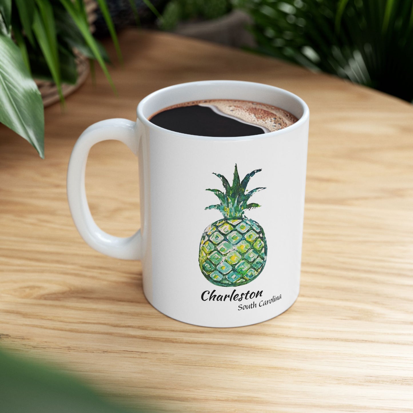PINEAPPLE Hug- Coffee Mug -Green- CHARLESTON, SC - 11 OZ