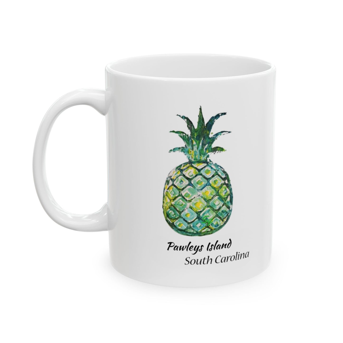 PINEAPPLE Hug- Coffee Mug -Green- PAWLEYS ISLAND, SC   - 11 OZ