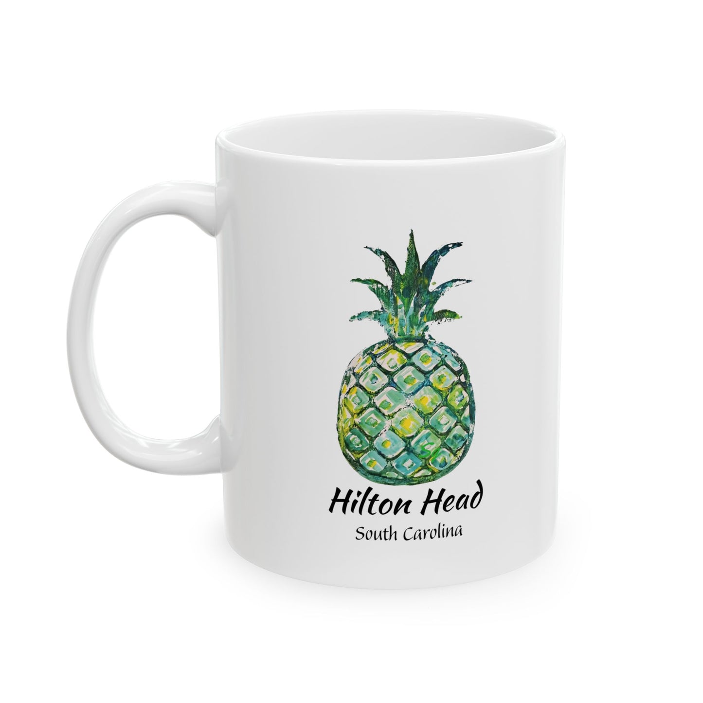 PINEAPPLE Hug- Coffee Mug -Green- HILTON HEAD, SC   - 11 OZ