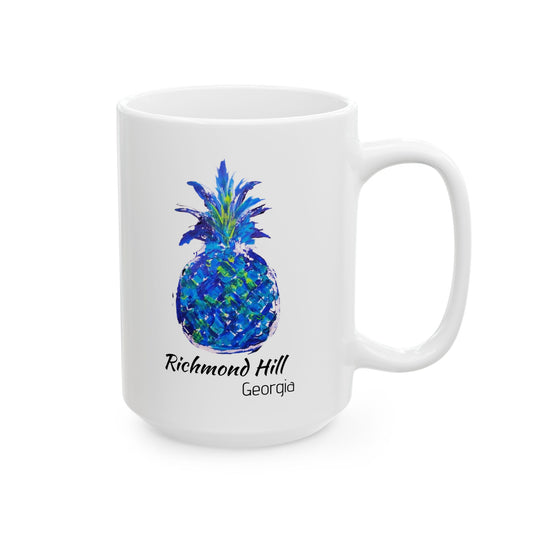 PINEAPPLE Hug- Coffee Mug - RICHMOND HILL, GA - Blue - 15 oz